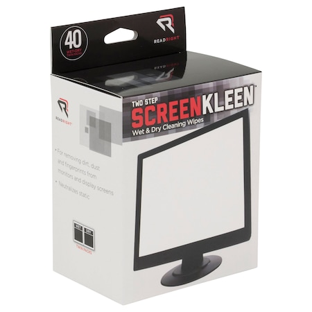 Read Right Two Step ScreenKleen Wet and Dry Cleaning Wipes, 40PK RR1305